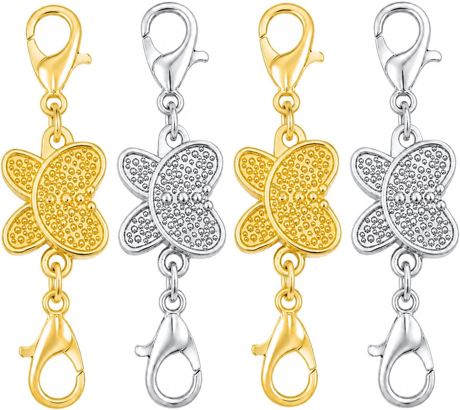 Lobster Clasp Silver - مشبك مغناطيسي على شكل فراشة للقلائد،